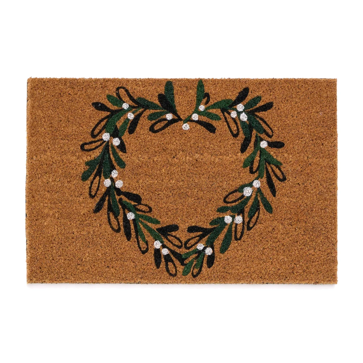 Mistletoe Heart Coir Doormat