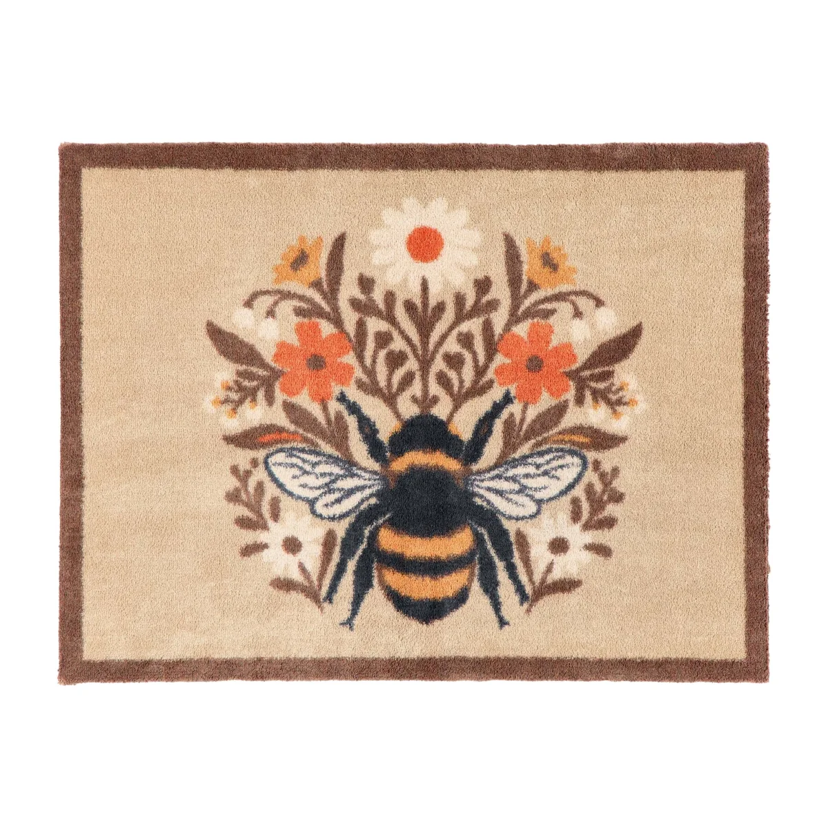 Floral Bee Beige Charity Doormat
