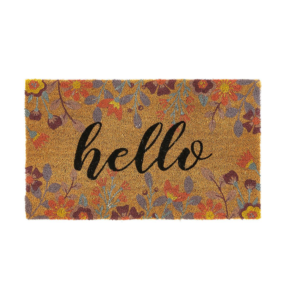 Floral Hello Coir Doormat – image 2