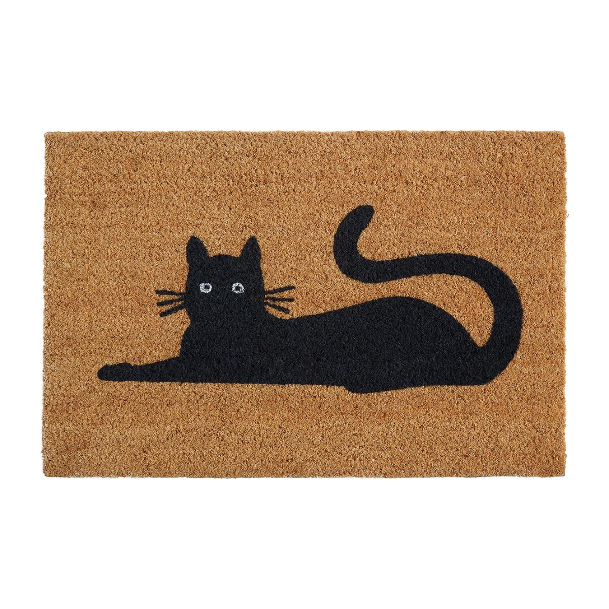 Black Cat Coir Doormat – image 1