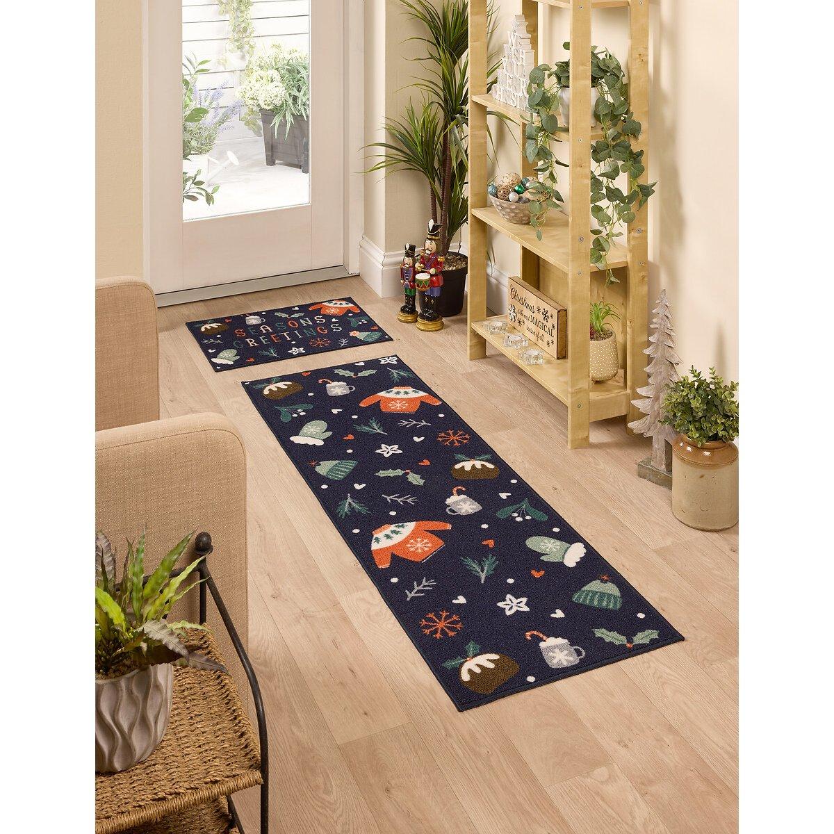 2-Piece Christmas Seasons Greetings Printed Doormat & Runner Set – image 2