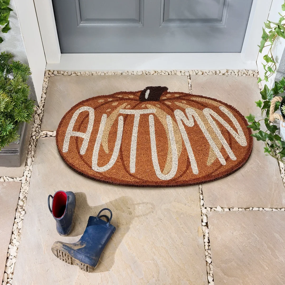 Autumn Pumpkin Shaped Door Mat - Orange – image 1