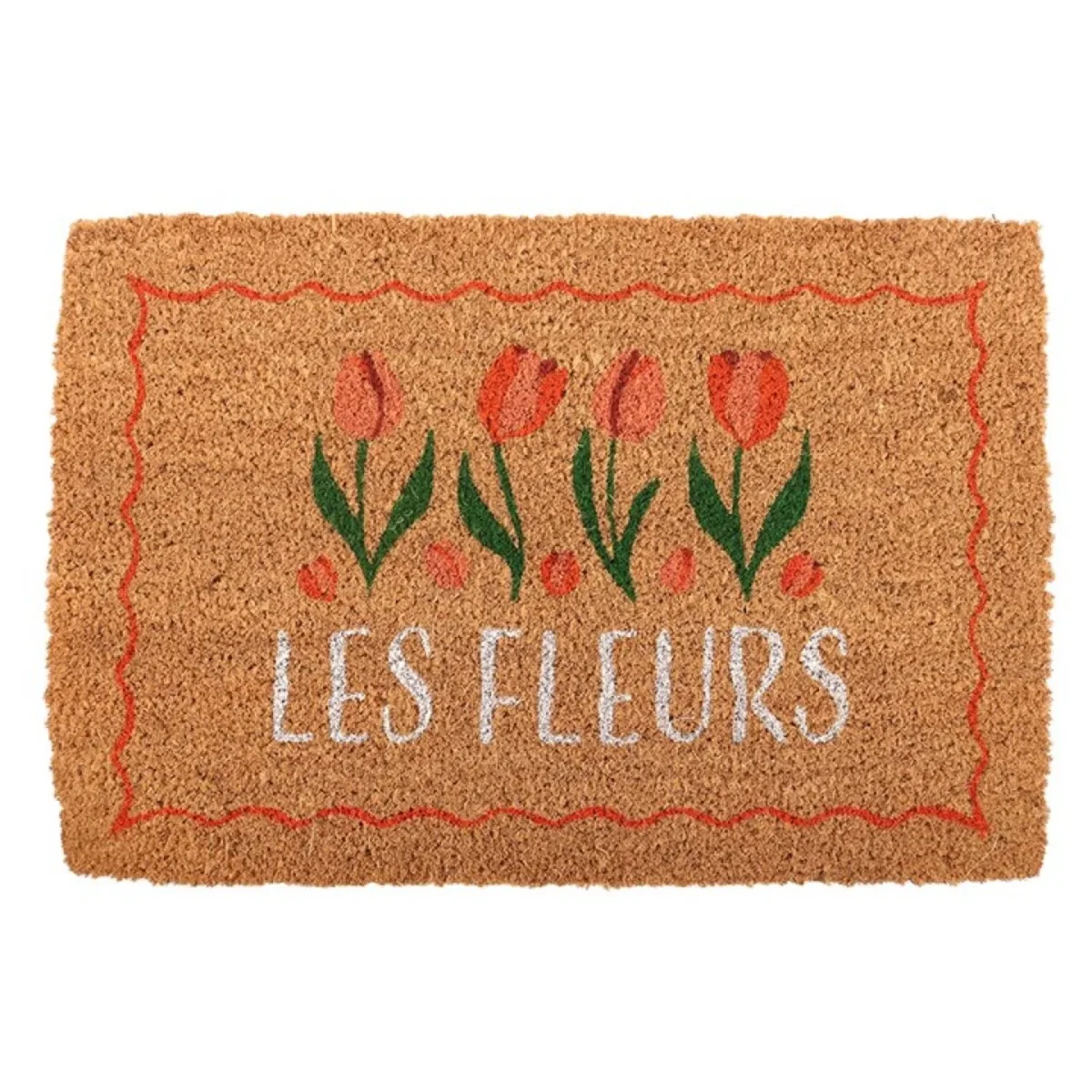 Natural Les Fleurs Tulip Doormat Welcome Garden Floral Decor - Brown – image 3