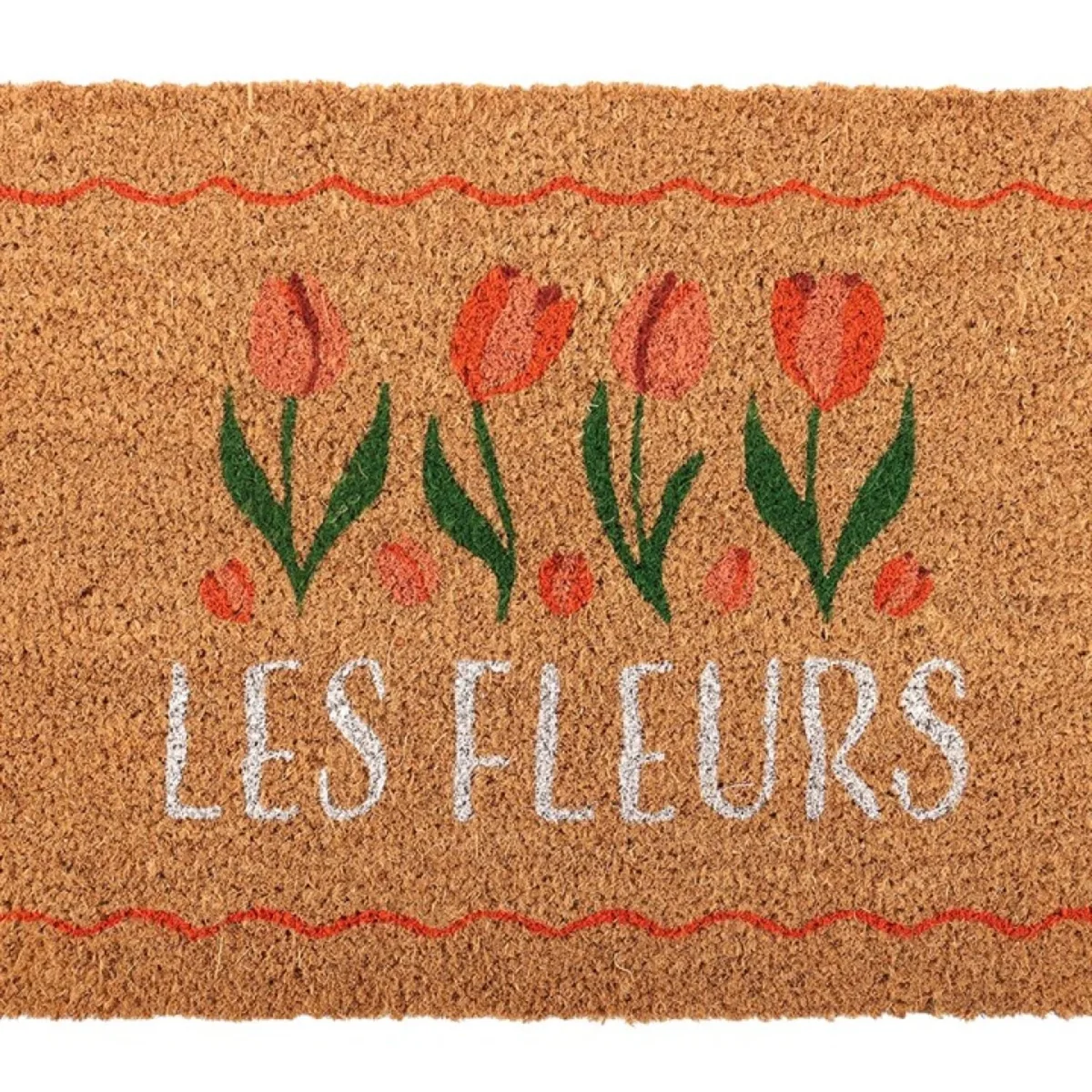 Natural Les Fleurs Tulip Doormat Welcome Garden Floral Decor - Brown – image 4