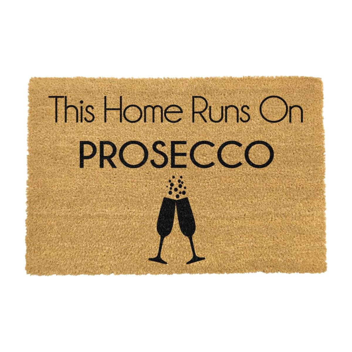 This Home Runs On Prosecco Doormat - Black – image 1