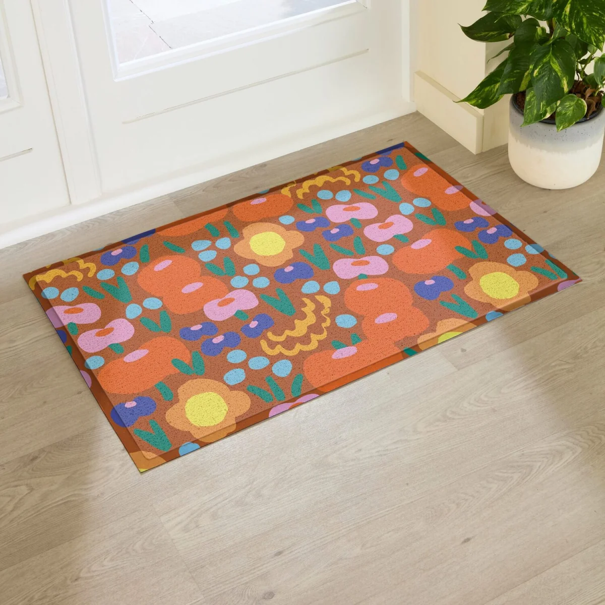 Elizabeth Olwen Red Floral Indoor/Outdoor Doormat (90x60cm) - Multi / 90 x 60cm