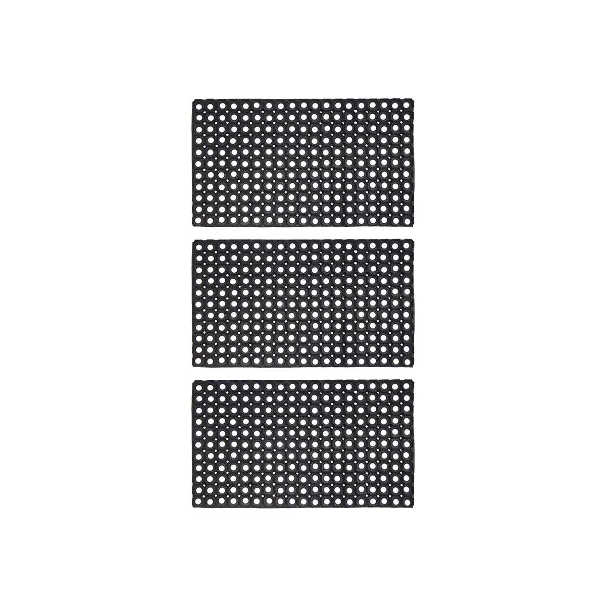 JVL Contract Rondo Rubber Ring Doormat - Pack of 3 - Black