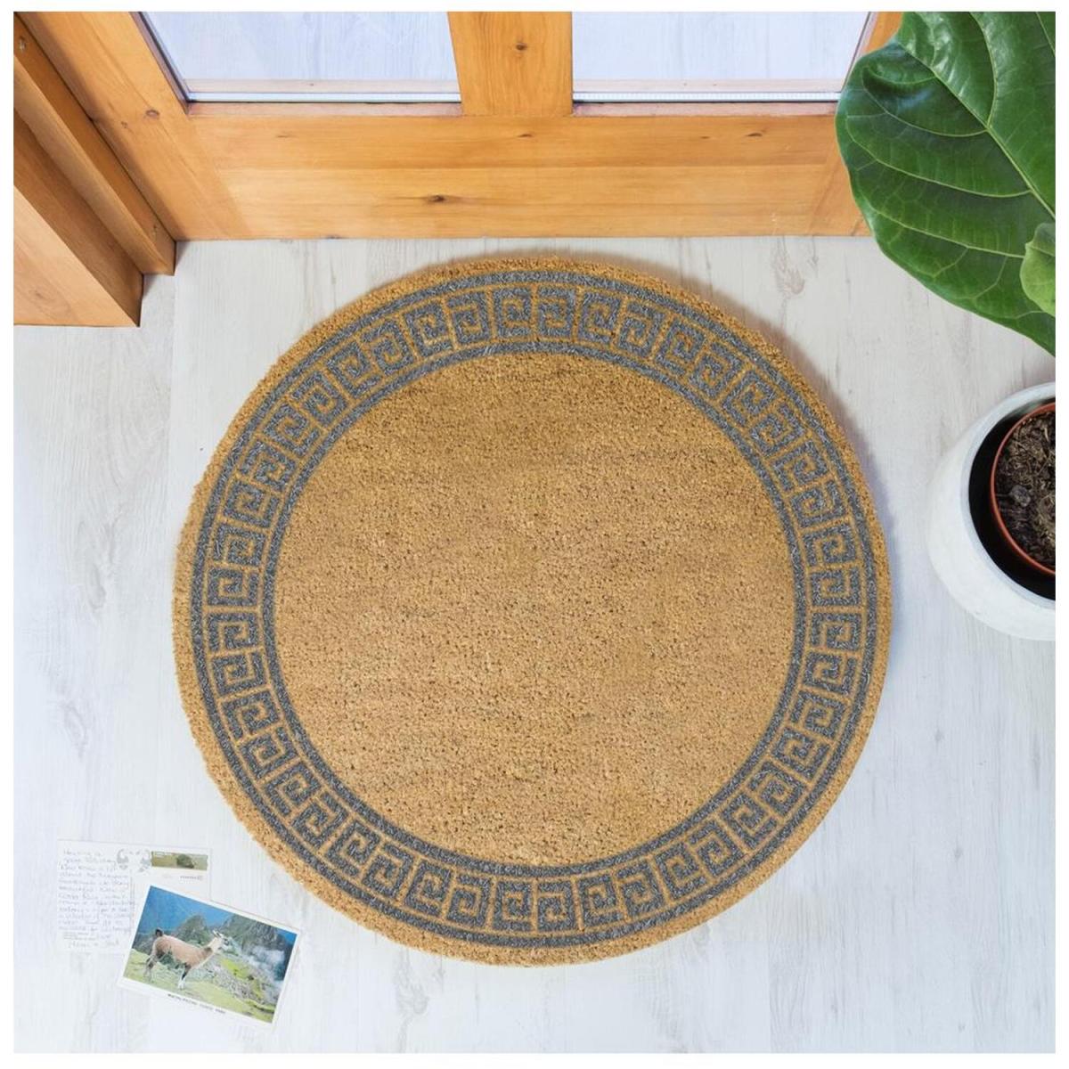 Grey Greek Border Circle Doormat - Black – image 2