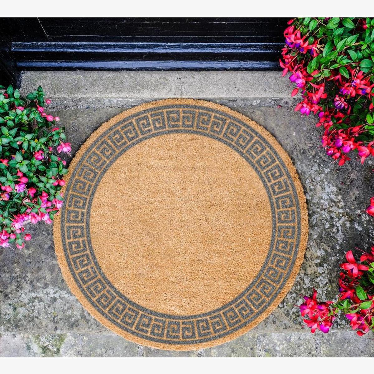 Grey Greek Border Circle Doormat - Black – image 1