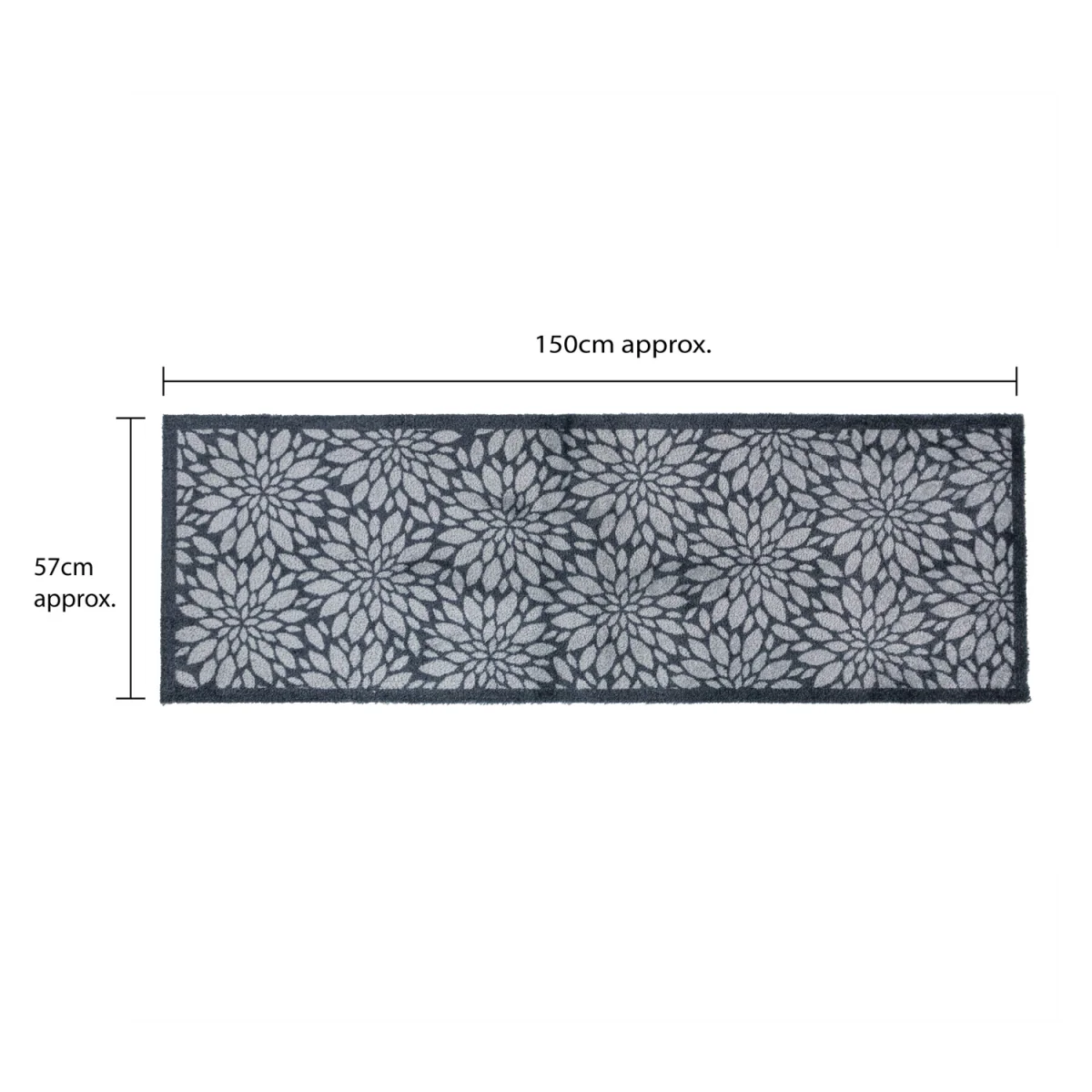 Machine Washable Mega Mat Doormat and Runner - Flowers - Grey – image 2