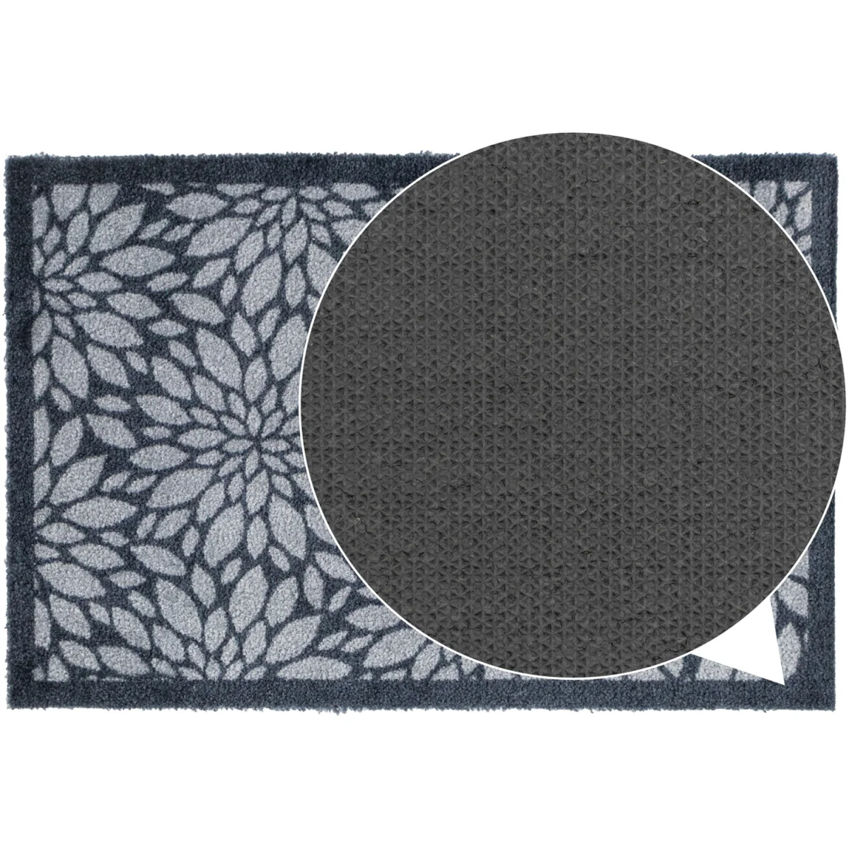 Machine Washable Mega Mat Doormat and Runner - Flowers - Grey – image 6