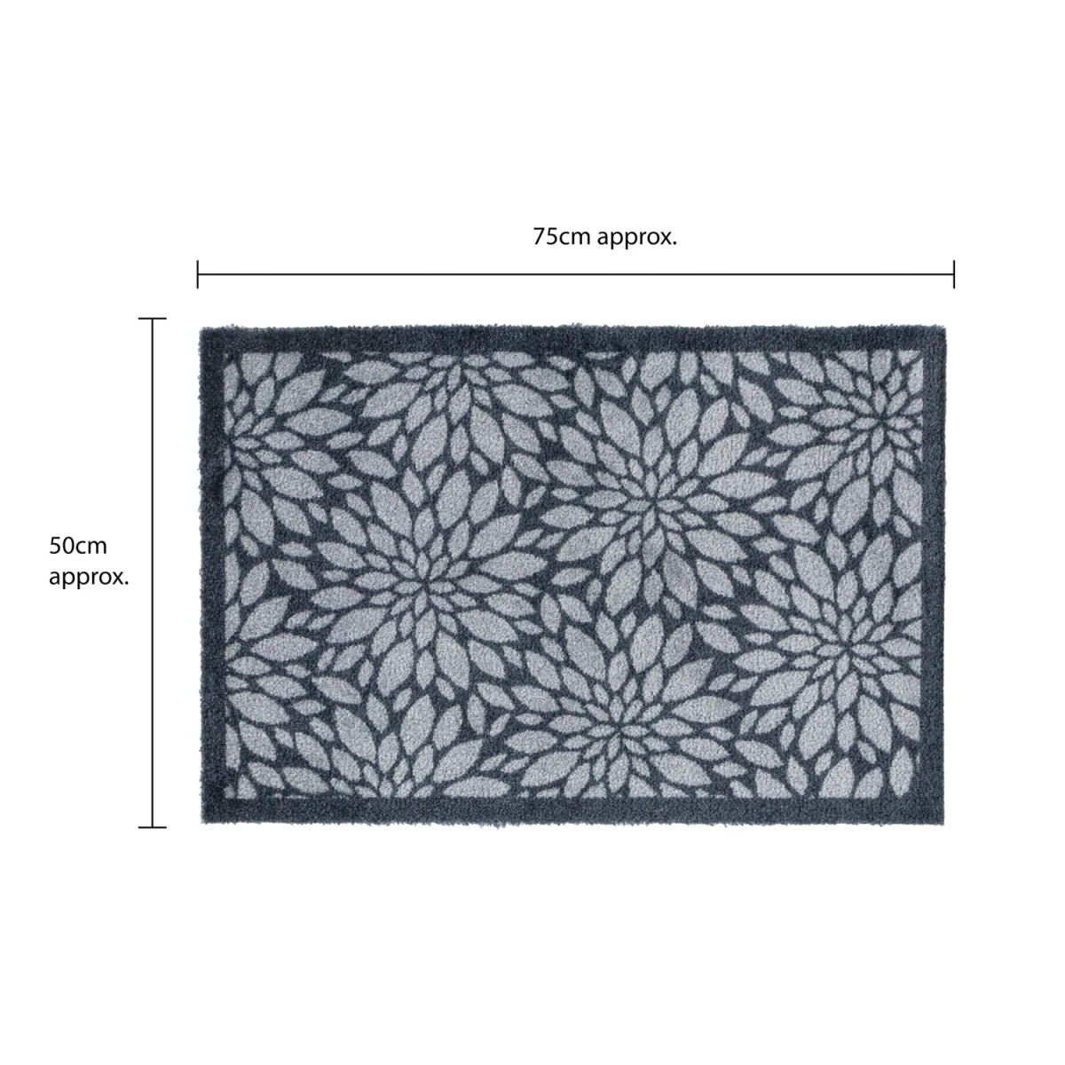 Machine Washable Mega Mat Doormat and Runner - Flowers - Grey – image 8