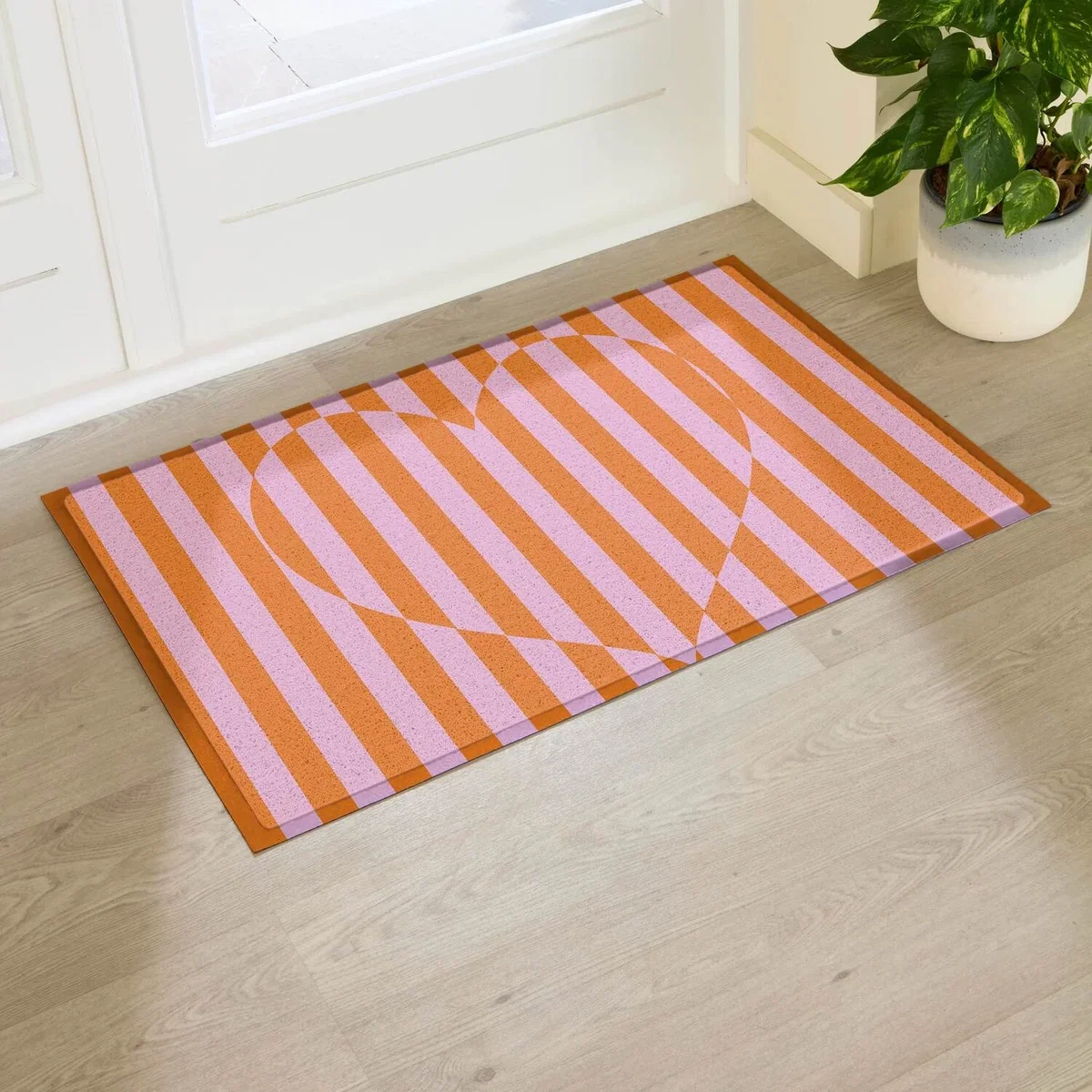 Elizabeth Olwen Heart Stripe Indoor/Outdoor Doormat (90x60cm) - Multi / 90 x 60cm