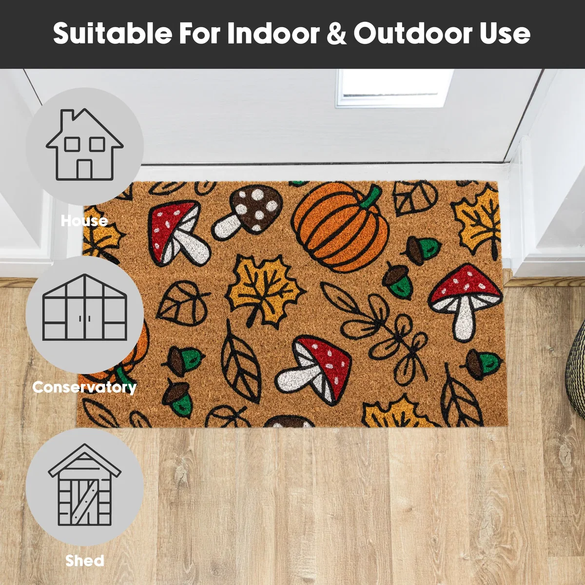 Coir Entrance Doormat with Latex Backing - Autumn - Brown – image 6