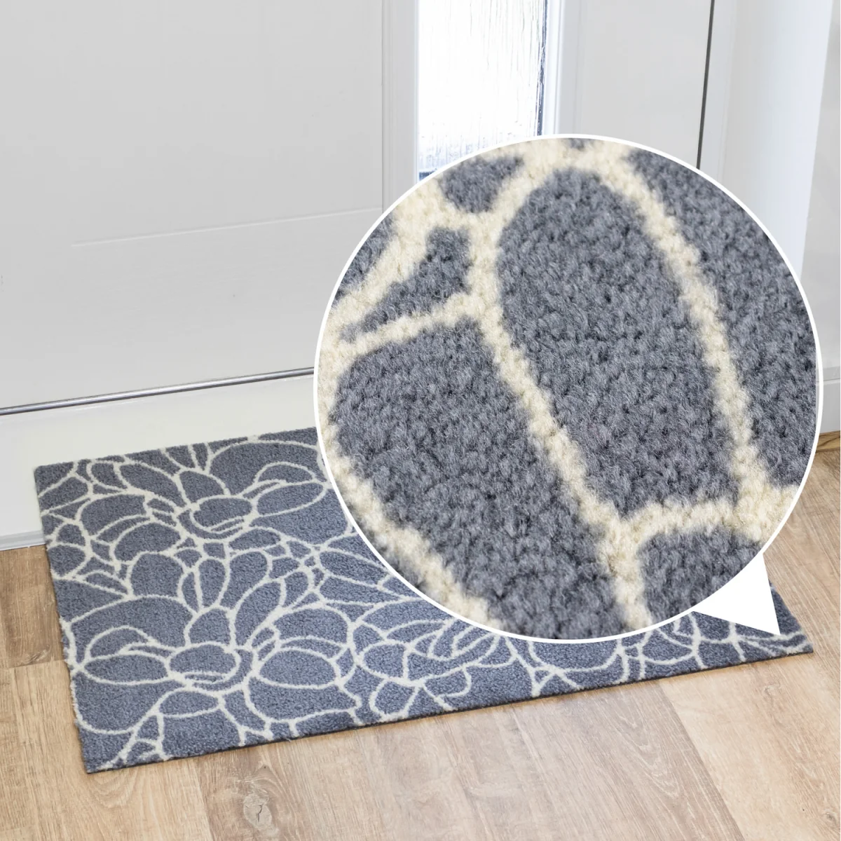 Machine Washable Mega Mat Doormat and Runner - Floral - Grey – image 8