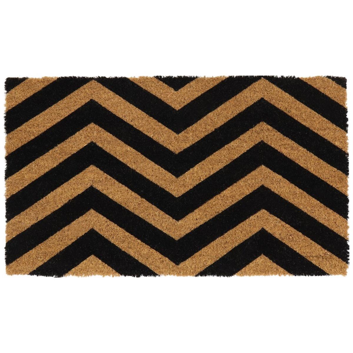 Latex Backed Zigzag Coir Door Mat - Natural Coir with Black Design – image 2