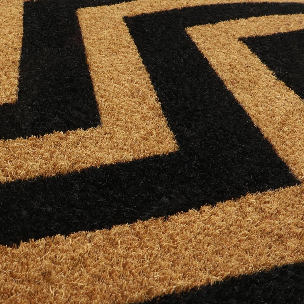 Latex Backed Zigzag Coir Door Mat - Natural Coir with Black Design – image 4