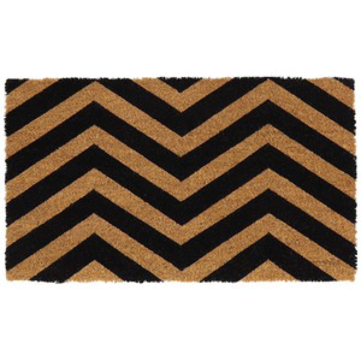 Latex Backed Zigzag Coir Door Mat - Natural Coir with Black Design – image 5