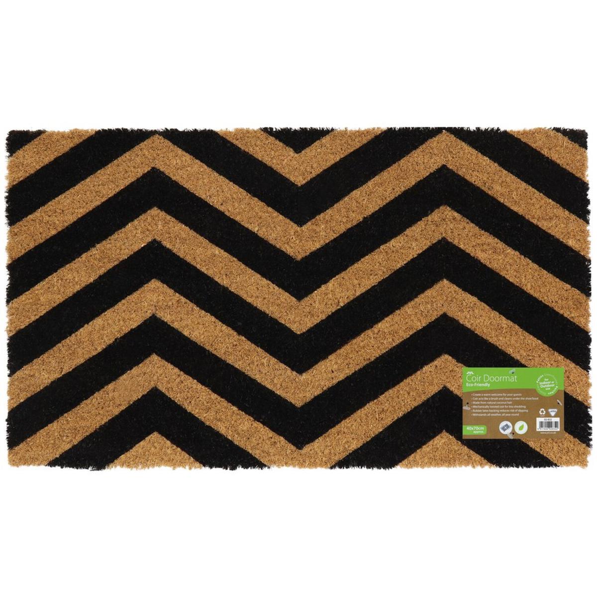 Latex Backed Zigzag Coir Door Mat - Natural Coir with Black Design – image 6