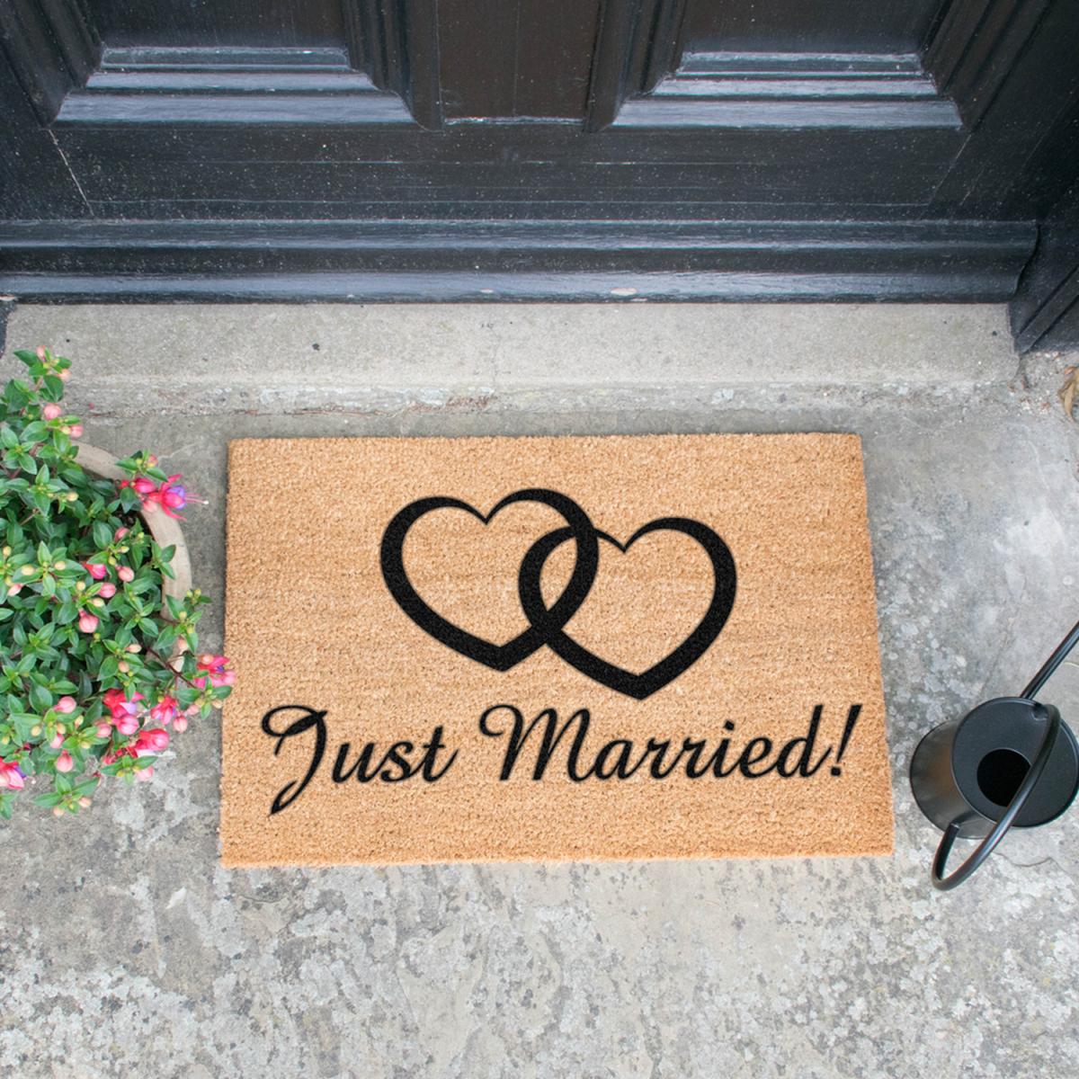Just Married Doormat - Black – image 2