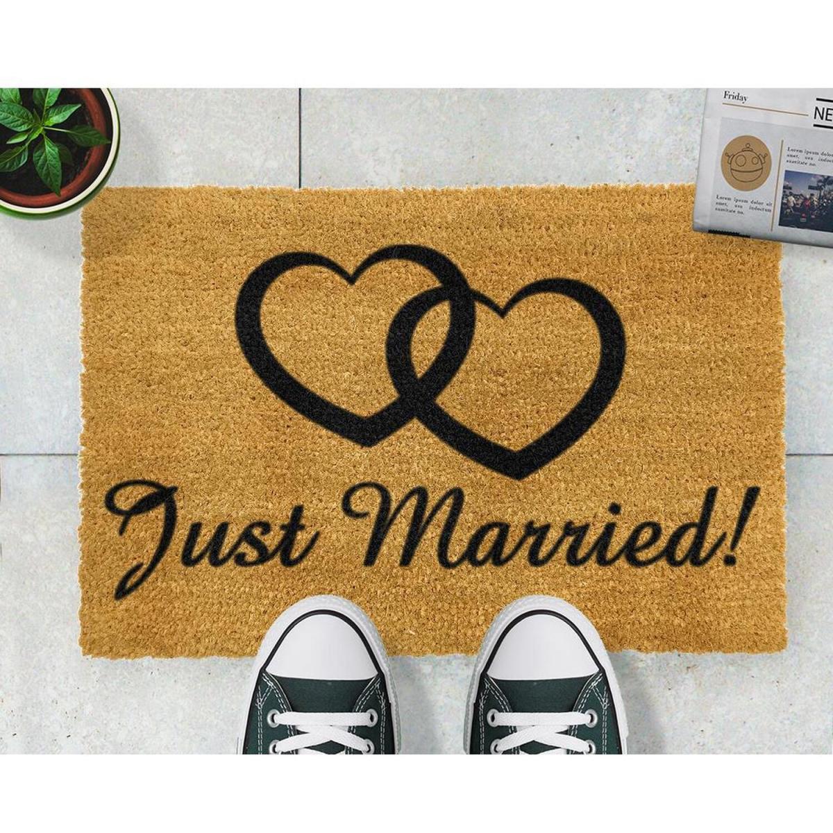 Just Married Doormat - Black – image 3