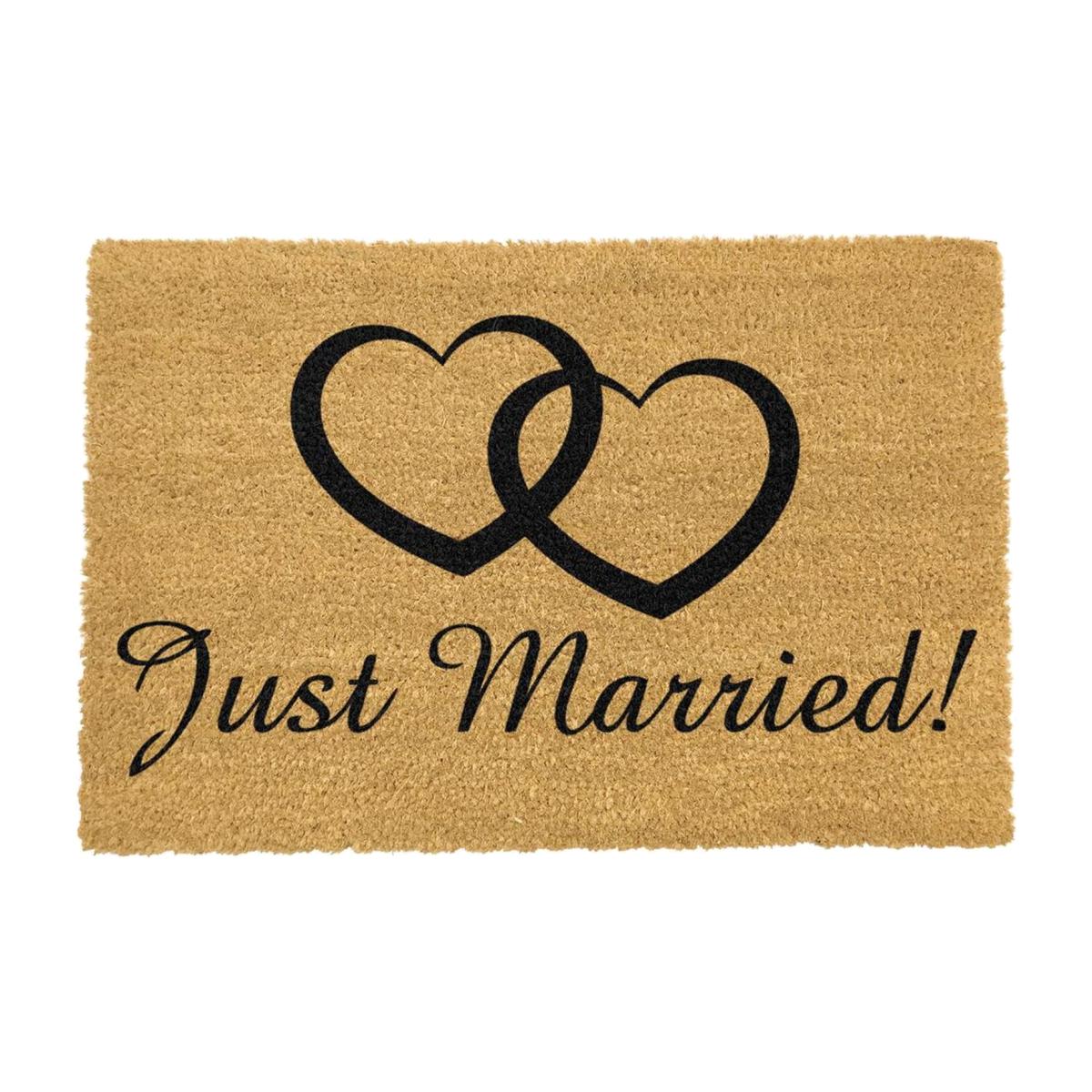 Just Married Doormat - Black – image 1