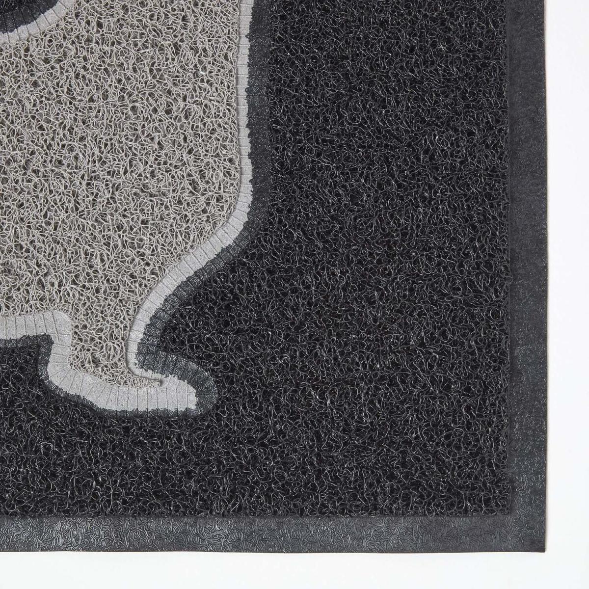 Grey Dog Silhouette Recycled Rubber Non-Slip Doormat with Black background - Black – image 2