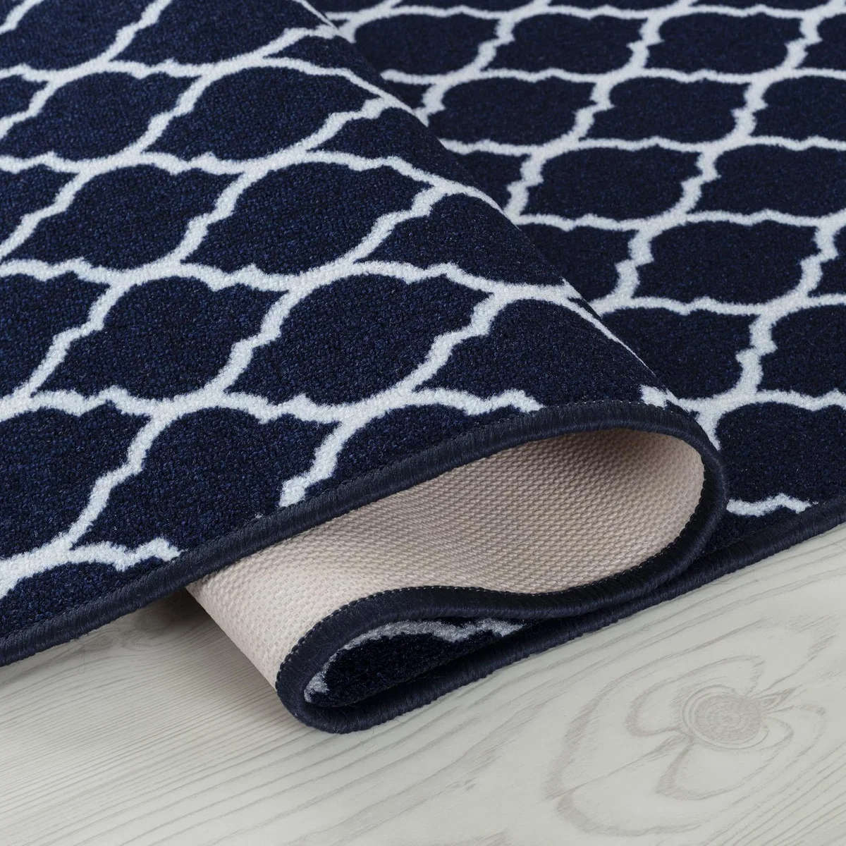 Machine Washable Trellis Design Anti Slip Doormats - Runners - Navy / 80x300 cm Runner – image 2