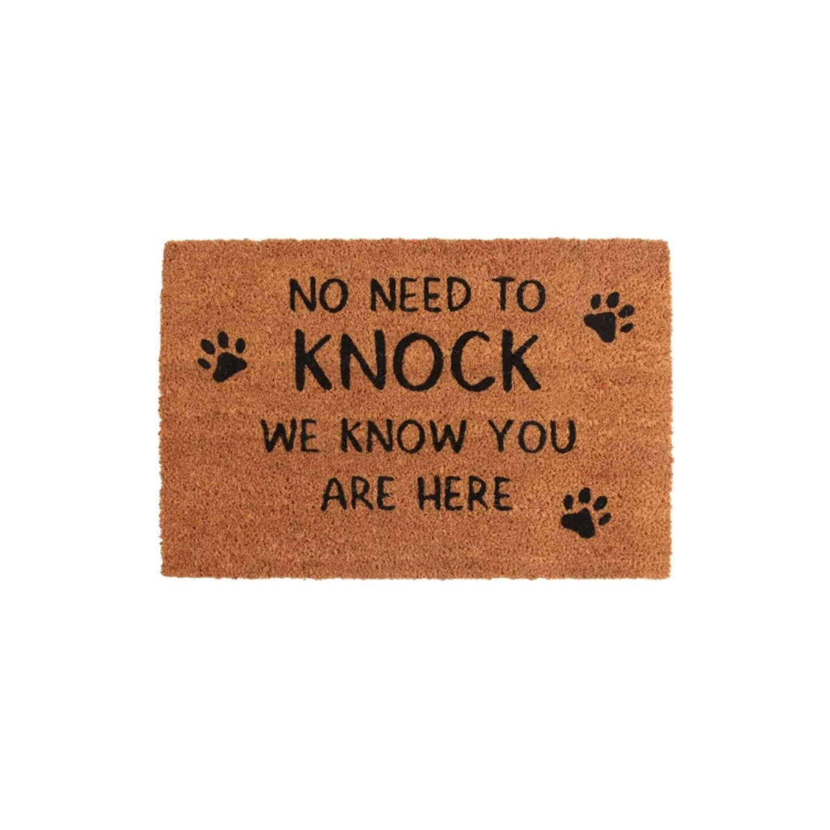 Natural No Knock Dog Doormat Cute Paw Print Welcome Mat - Brown – image 2