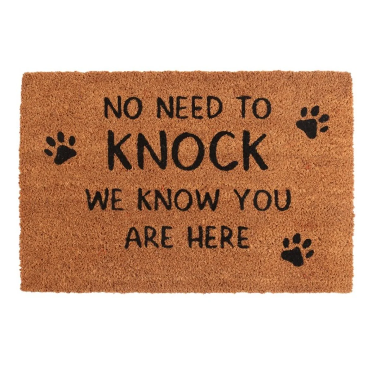 Natural No Knock Dog Doormat Cute Paw Print Welcome Mat - Brown – image 4