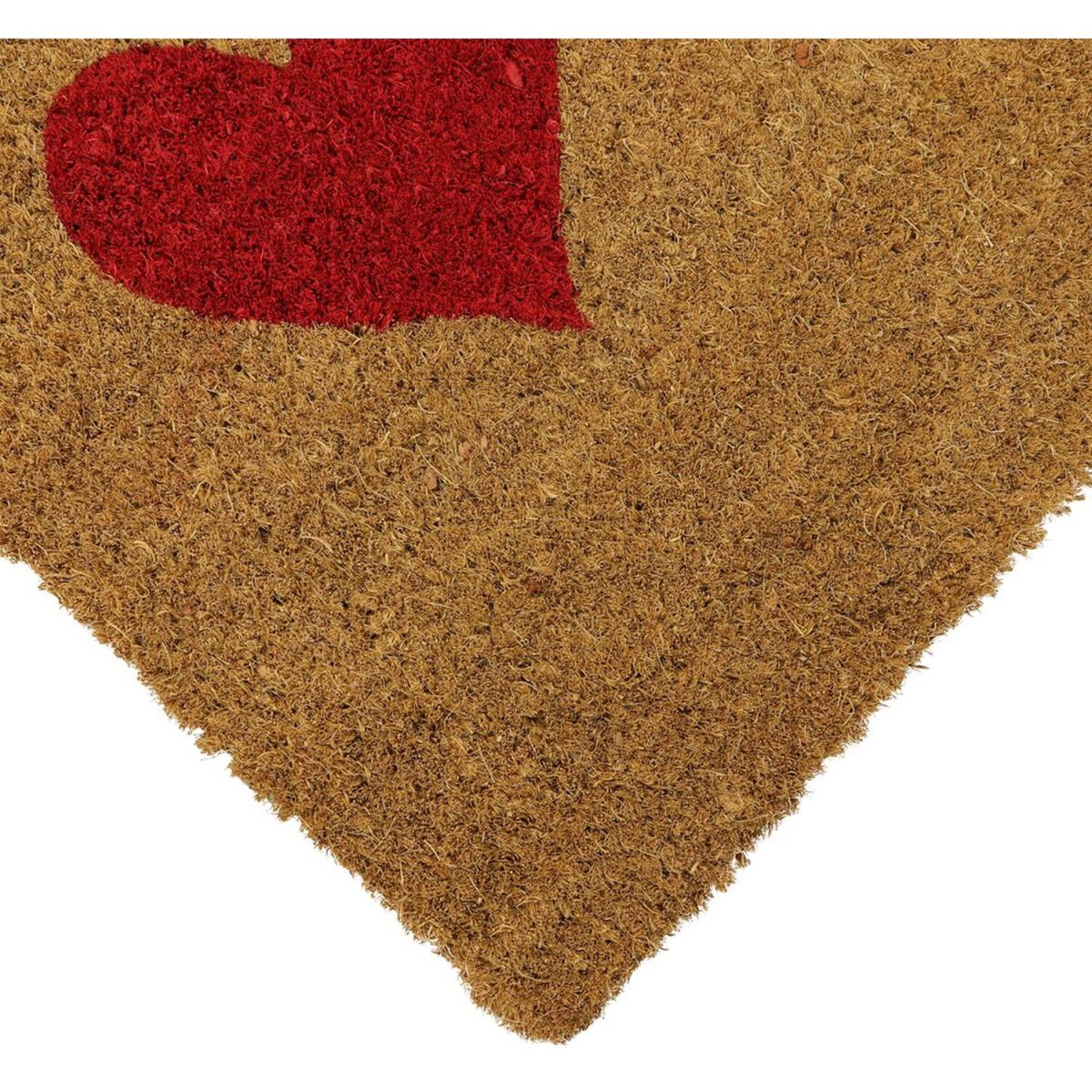 Latex Backed Heart Coir Door Mat - Natural Coir with Red Design – image 4