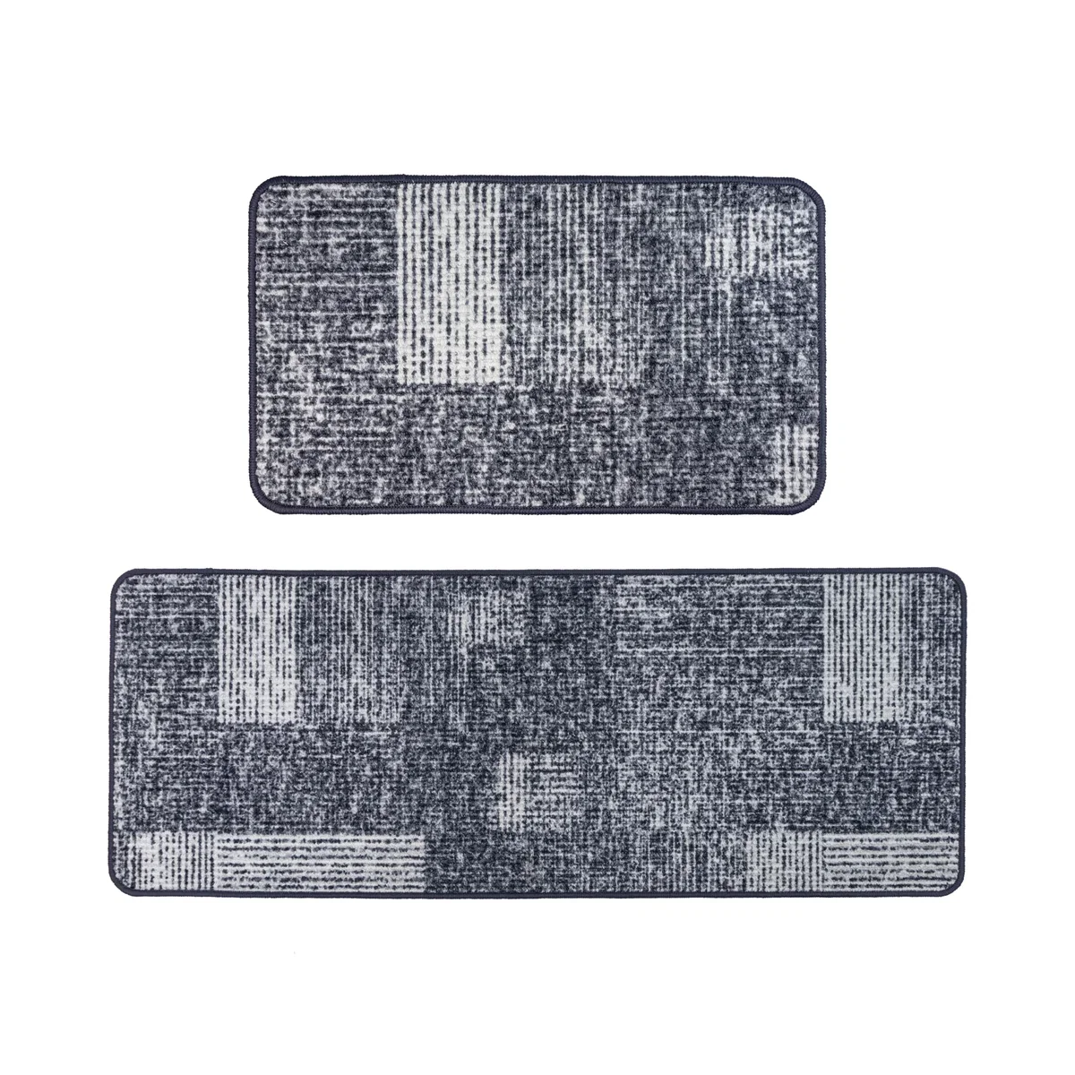 Fiora Machine Washable Door Mat & Runner Set - Muted Matrix - Grey