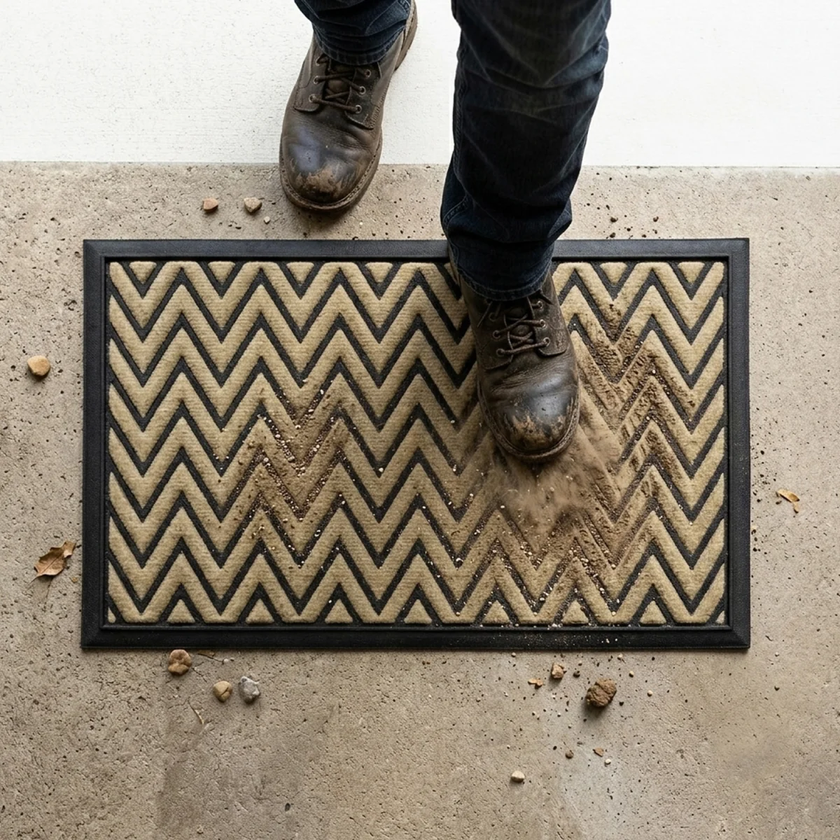 1 x Zig Zag Non-Slip Super Absorbent 40x60cm Scraper Doormats - Brown – image 2