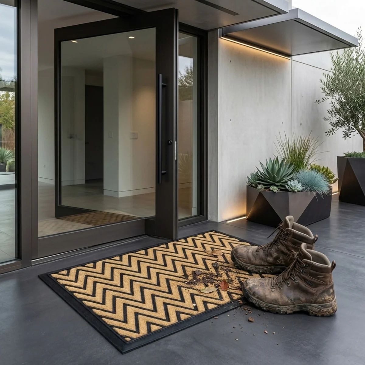 1 x Zig Zag Non-Slip Super Absorbent 40x60cm Scraper Doormats - Brown – image 3