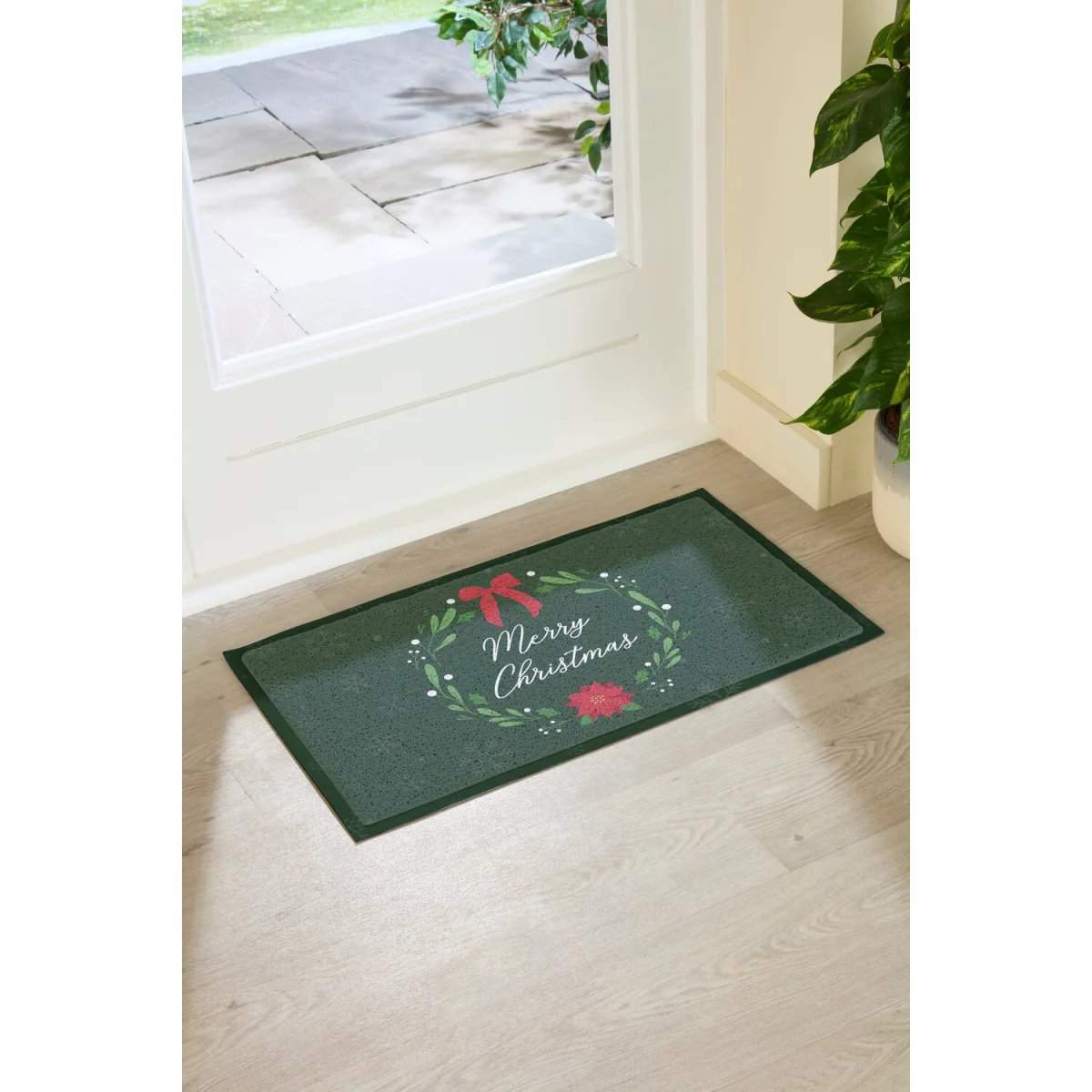 Merry Christmas Wreath Doormat - Green – image 2