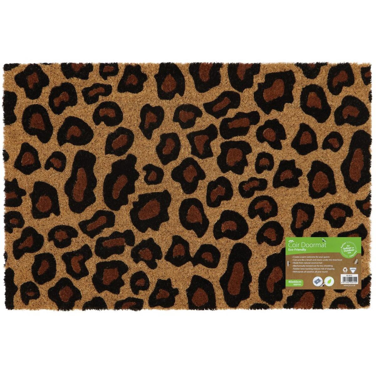 Eco Friendly Backed Coir Entrance Door Mat,Leopard Design - Black – image 2