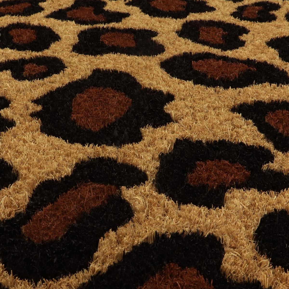 Eco Friendly Backed Coir Entrance Door Mat,Leopard Design - Black – image 3