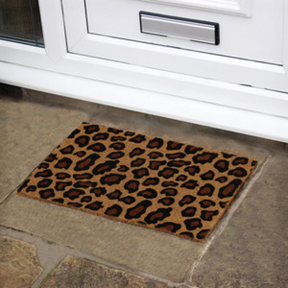 Eco Friendly Backed Coir Entrance Door Mat,Leopard Design - Black – image 6