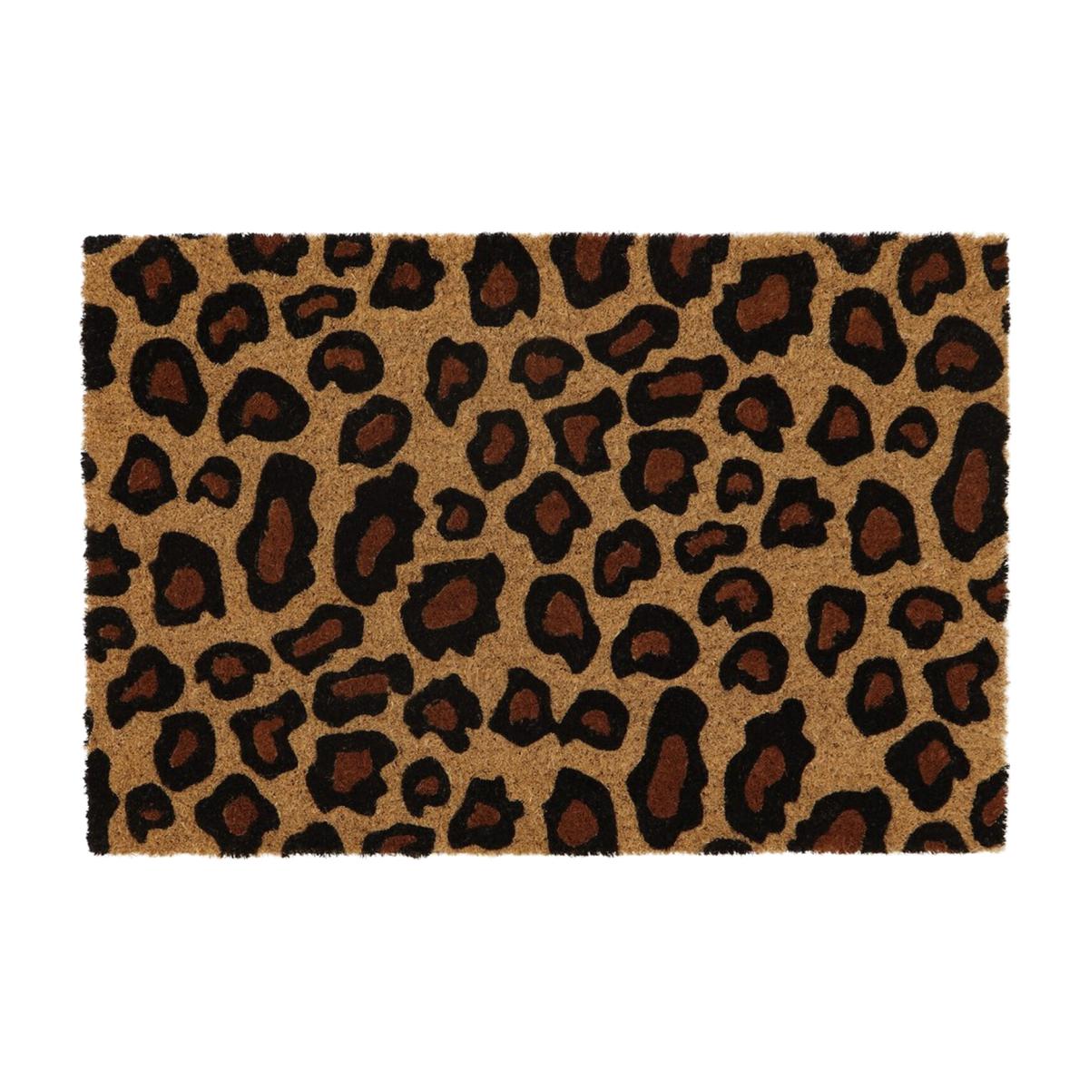 Eco Friendly Backed Coir Entrance Door Mat,Leopard Design - Black – image 1