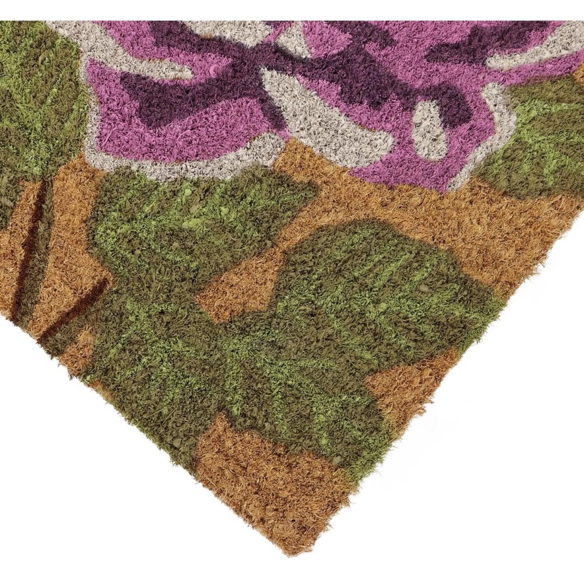 Latex Backed Flower Coir Door Mat - Natural Coir with Purple Flower Design – image 3