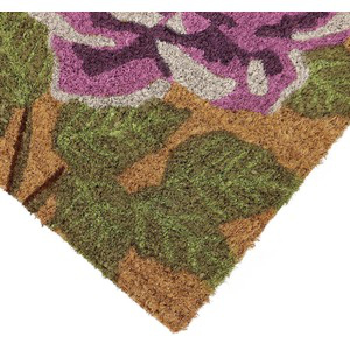 Latex Backed Flower Coir Door Mat - Natural Coir with Purple Flower Design – image 5