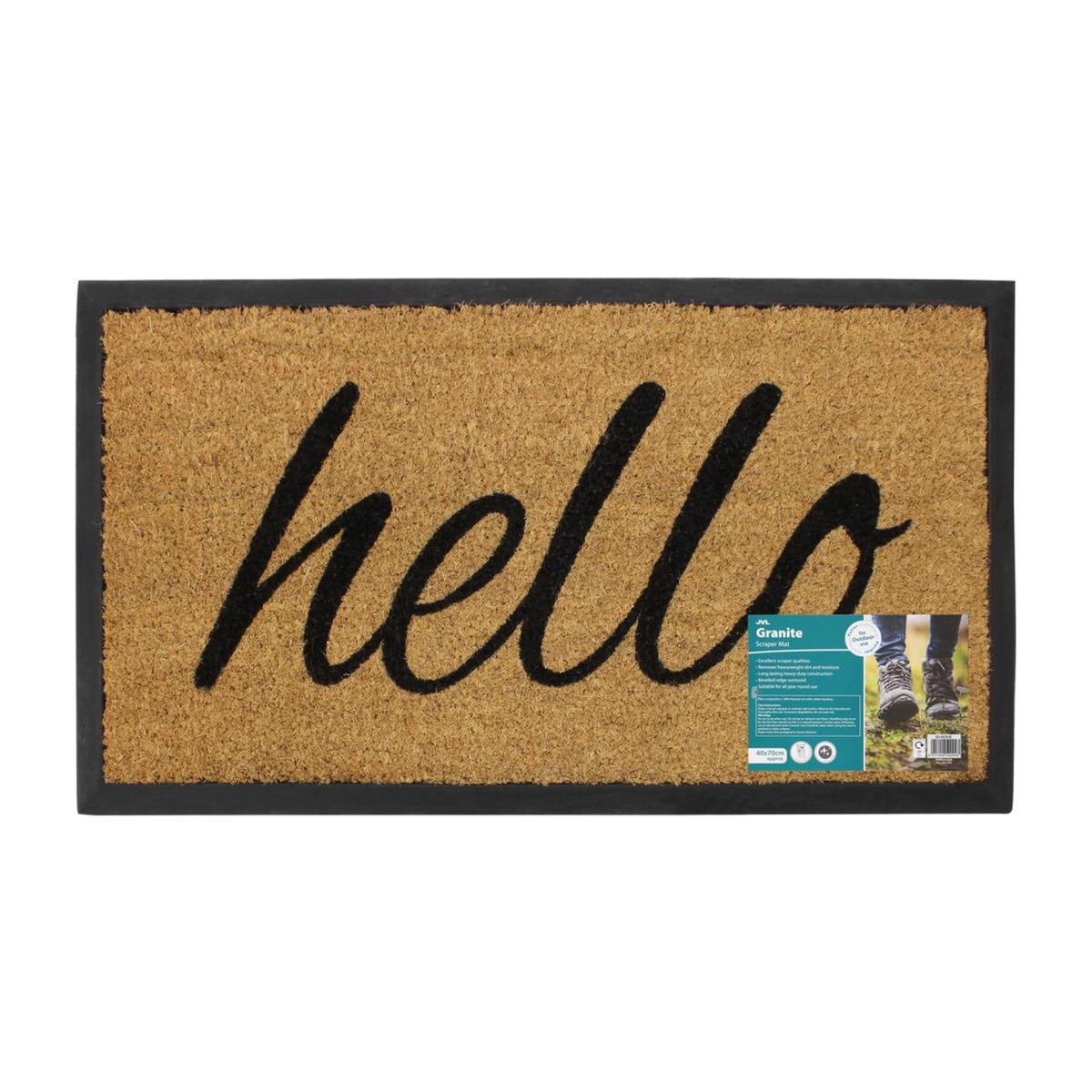 Hello Granite Tufted Coir Rubber Base Door Mat – image 1