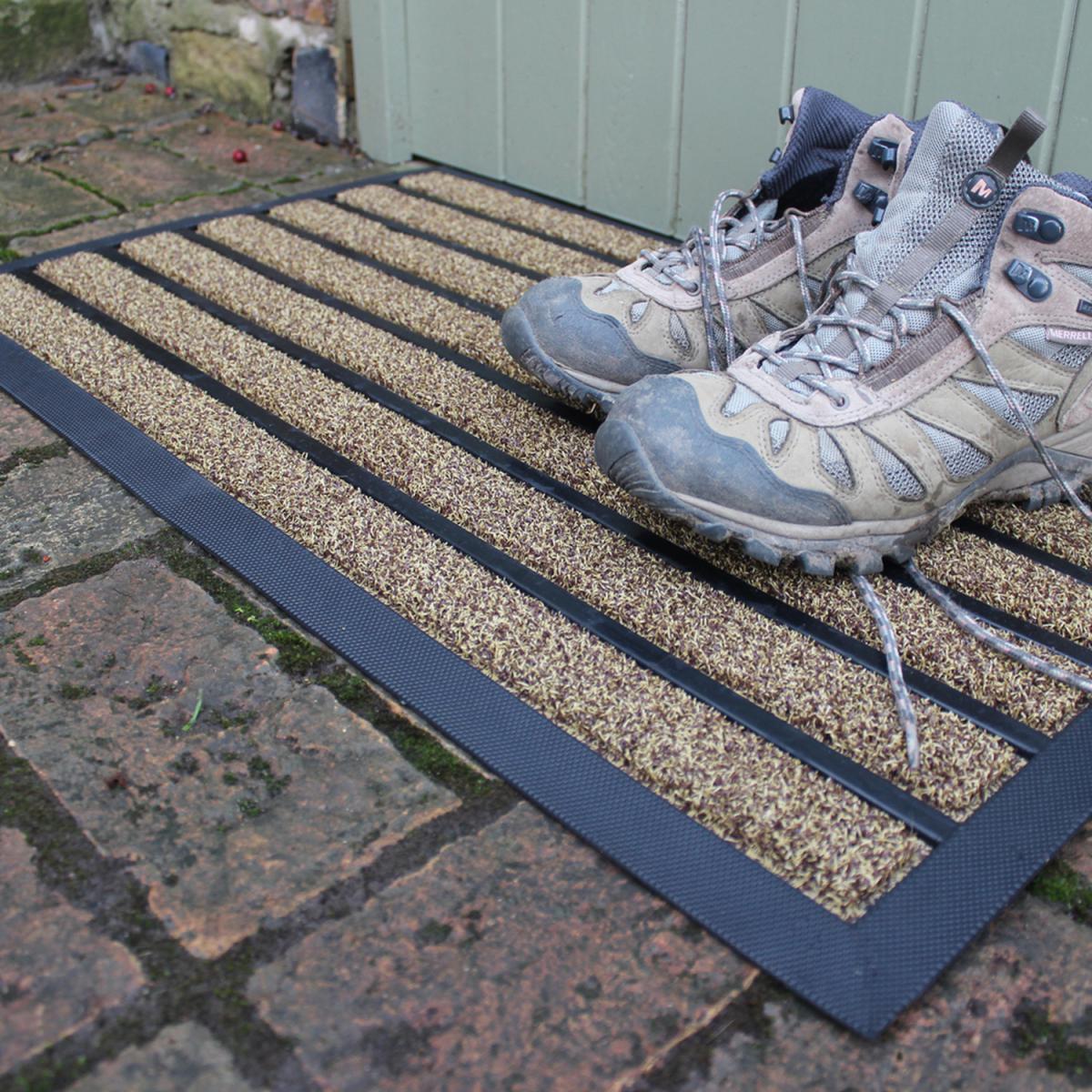 Dirt Stopper Pro Rectangular Scraper Entrance Door Mat, Beige – image 4