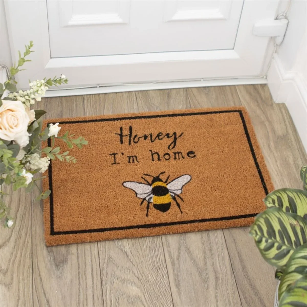 Natural Honey Bee Doormat Cute Honey I am Home Front Door Decor - Brown – image 2