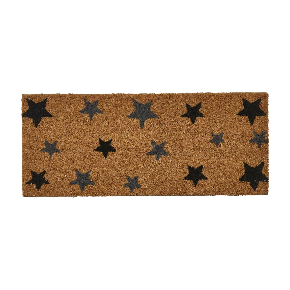 Astley Printed Step Mat with PVC Backing 25 x 60cm Stars - Brown