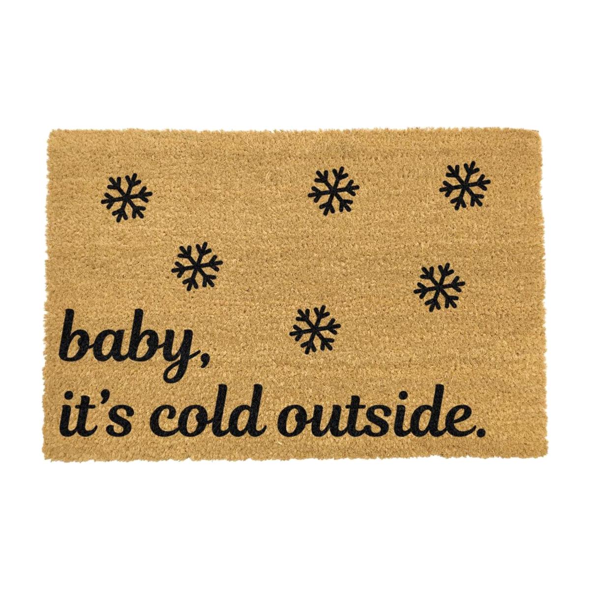 Baby it's Cold Outside Snowflakes Doormat - Black