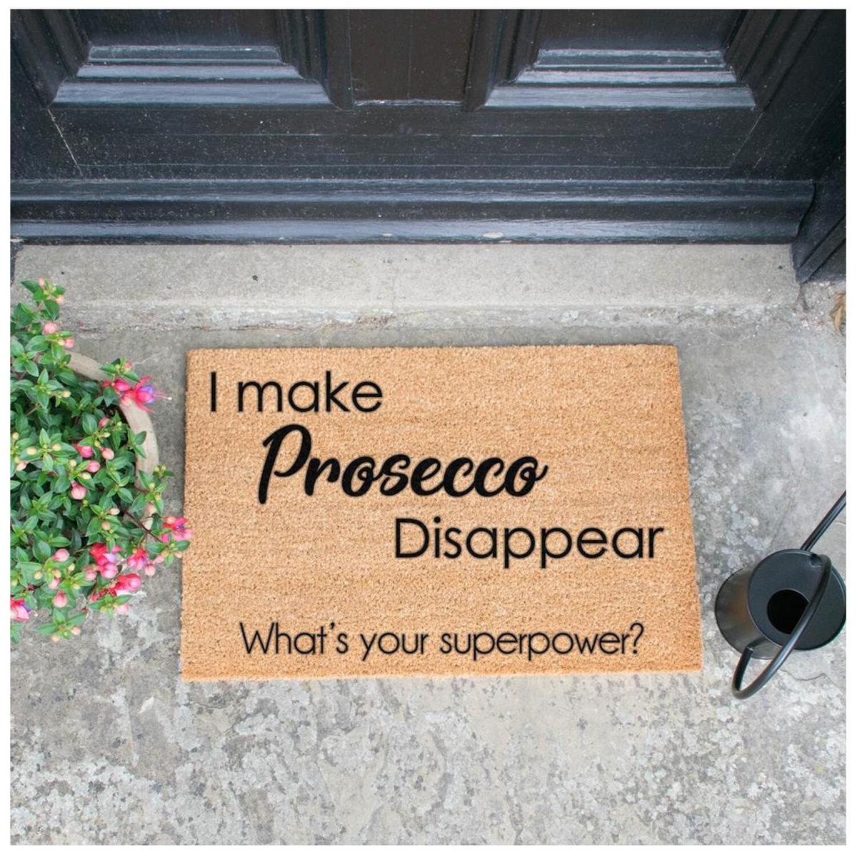 I Make Prosecco Disappear, What's Your Superpower Doormat - Black – image 2