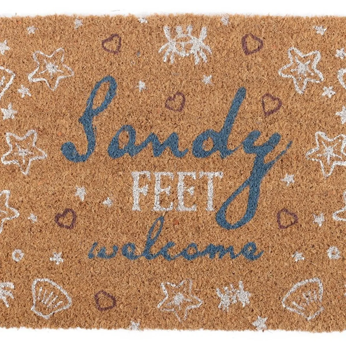 Beachy Sandy Feet Welcome Doormat Coastal Shell Crab Design - Brown – image 2