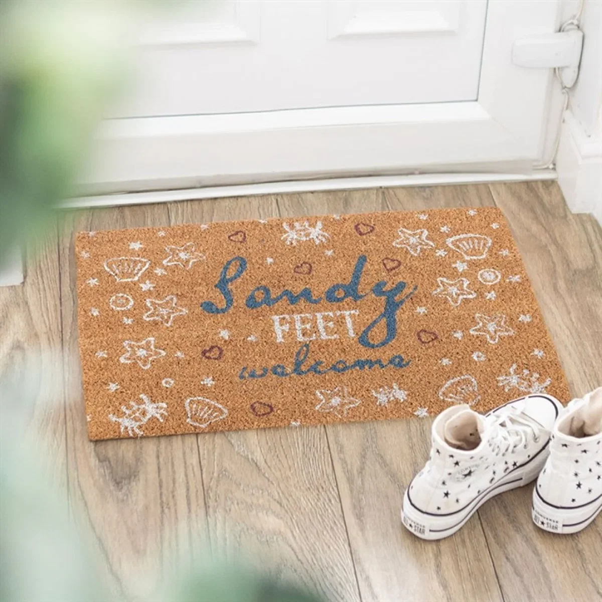 Beachy Sandy Feet Welcome Doormat Coastal Shell Crab Design - Brown – image 3