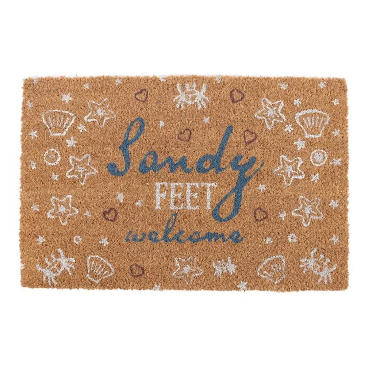 Beachy Sandy Feet Welcome Doormat Coastal Shell Crab Design - Brown – image 4